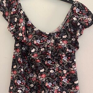 American Eagle Outfitters Black Floral Blouse